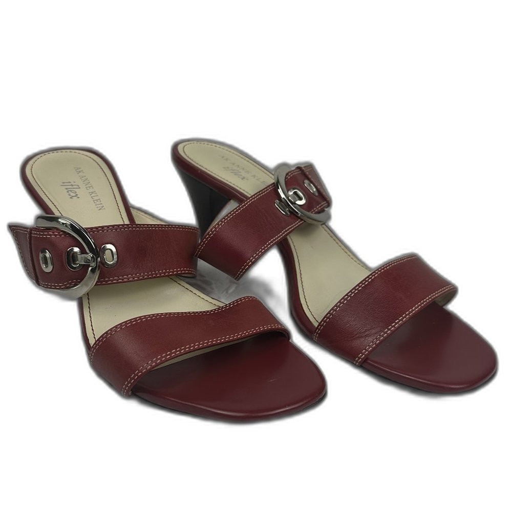 Anne Klein Womans Iflex Sandal/mule Size 7.5 red leather heels